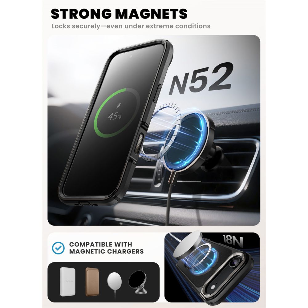 Supcase Ares Flip MagSafe dėklas iPhone 17 Air – juodas