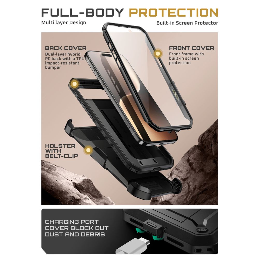 Supcase Unicorn Beetle Pro dėklas iPhone 17 Air – juodas