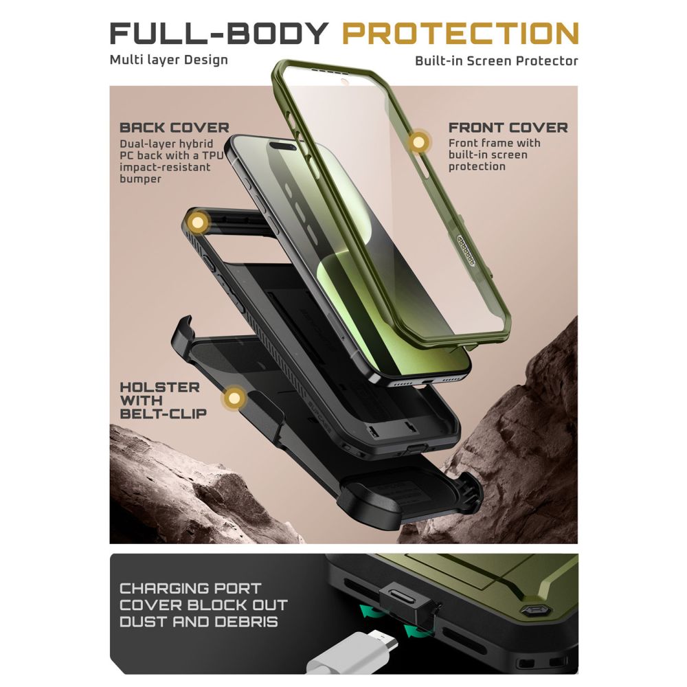 Supcase Unicorn Beetle Pro dėklas iPhone 17 Air – žalias