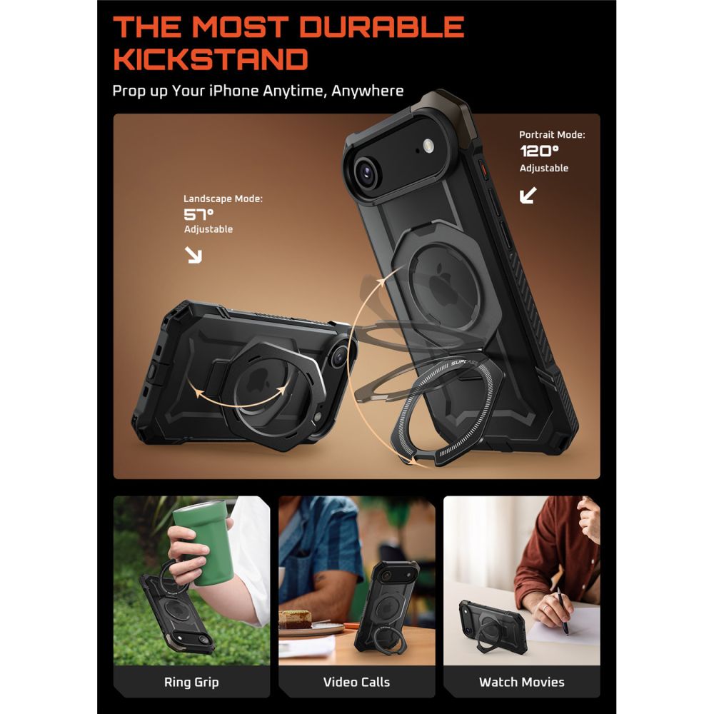 Supcase UB Grip MagSafe dėklas iPhone 17 Air – juodas