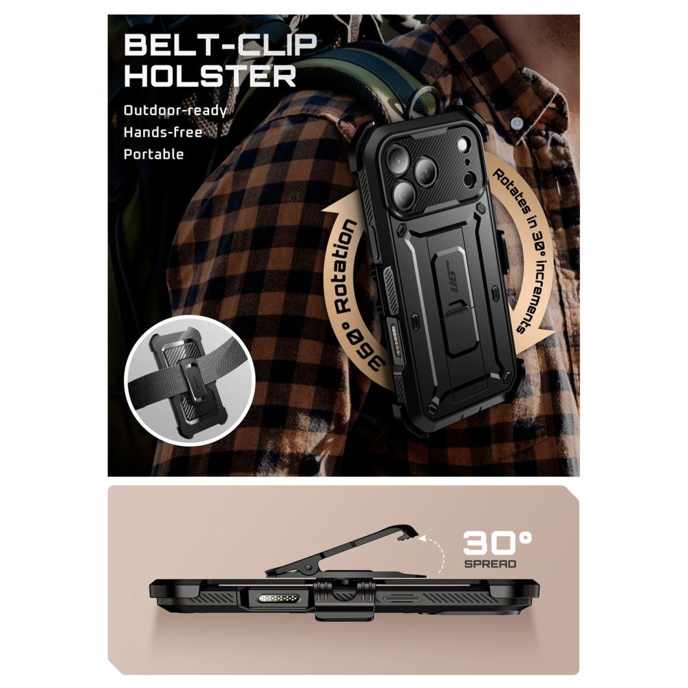 Supcase Unicorn Beetle Pro dėklas iPhone 17 Pro Max – juodas