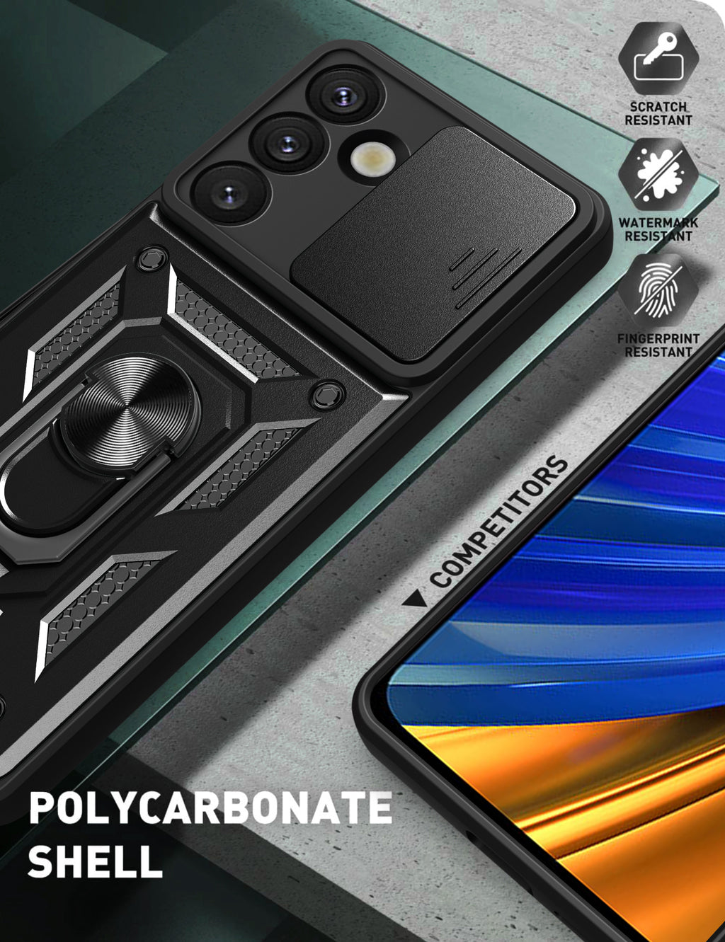 Hybrid Armor Camshield dėklas Samsung Galaxy S26 – juodas