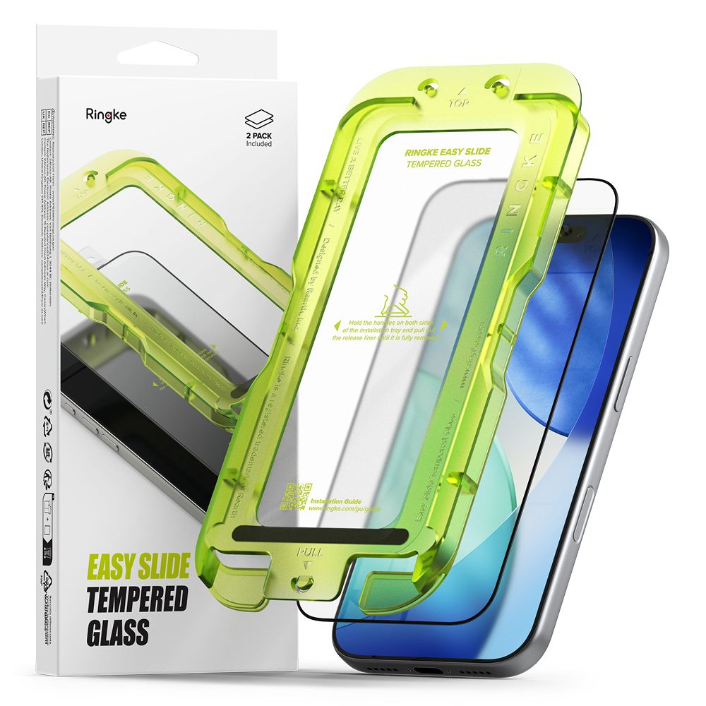 Ringke Easy Slide grūdintas stiklas iPhone 17 Pro Max – juodas (2 vnt.) -- iPhone 17 Pro Max