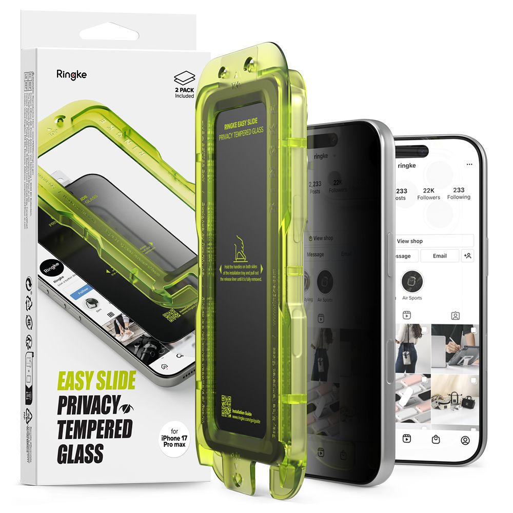 Ringke Easy Slide privatumo stiklas iPhone 17 Pro Max (2 vnt.)