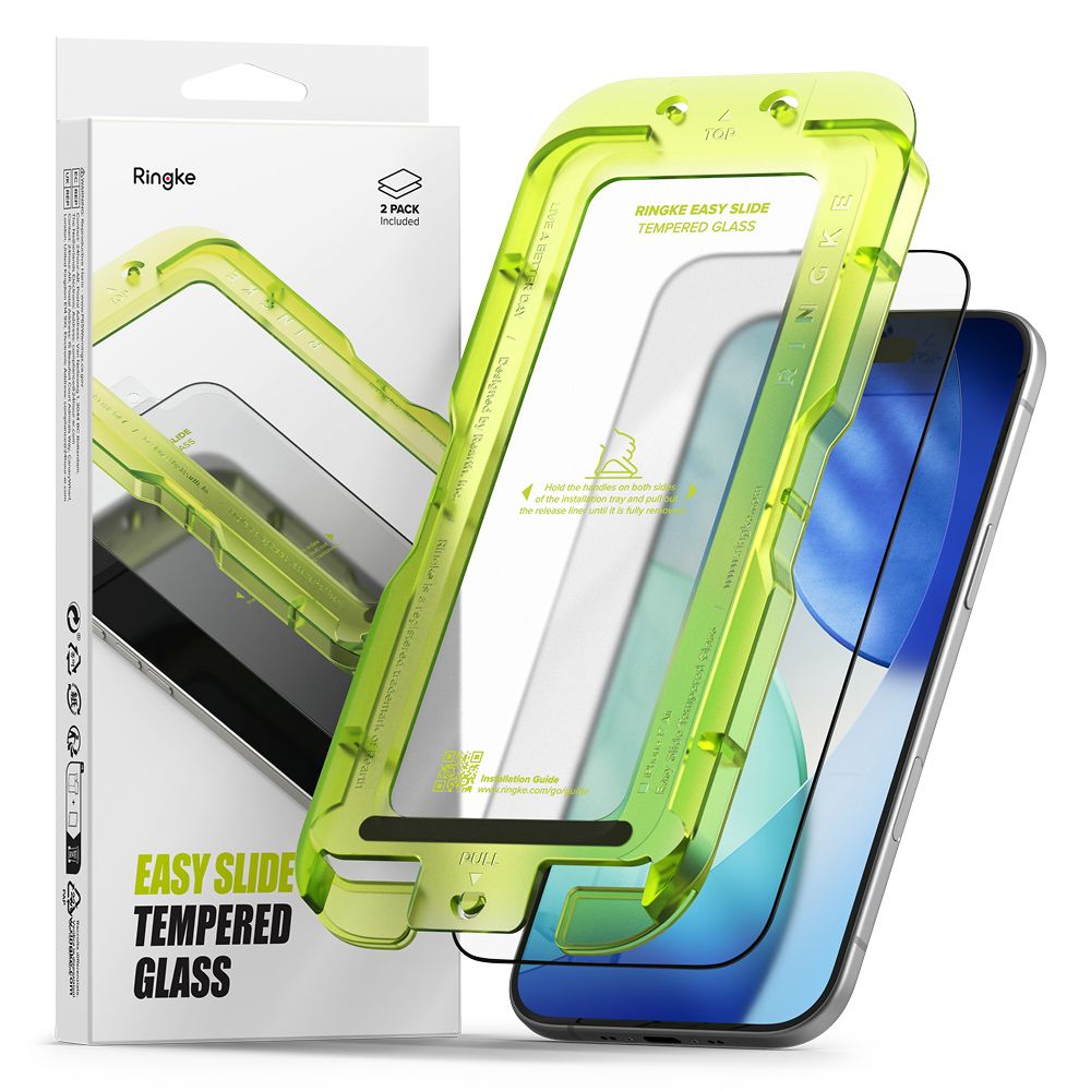 Ringke Easy Slide grūdintas stiklas iPhone 17 Air – juodas (2 vnt.) -- iPhone 17 Air