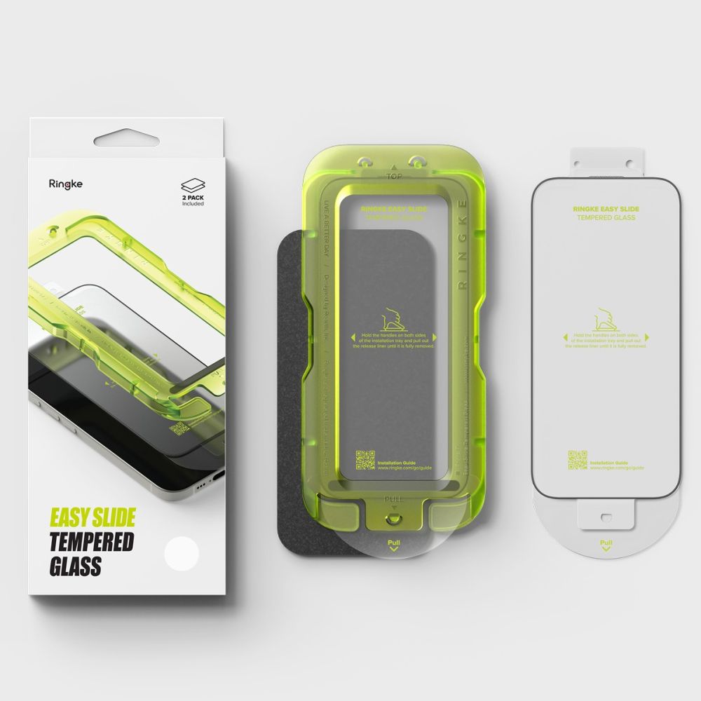 Ringke Easy Slide grūdintas stiklas iPhone 17 (2 vnt.) – juodas