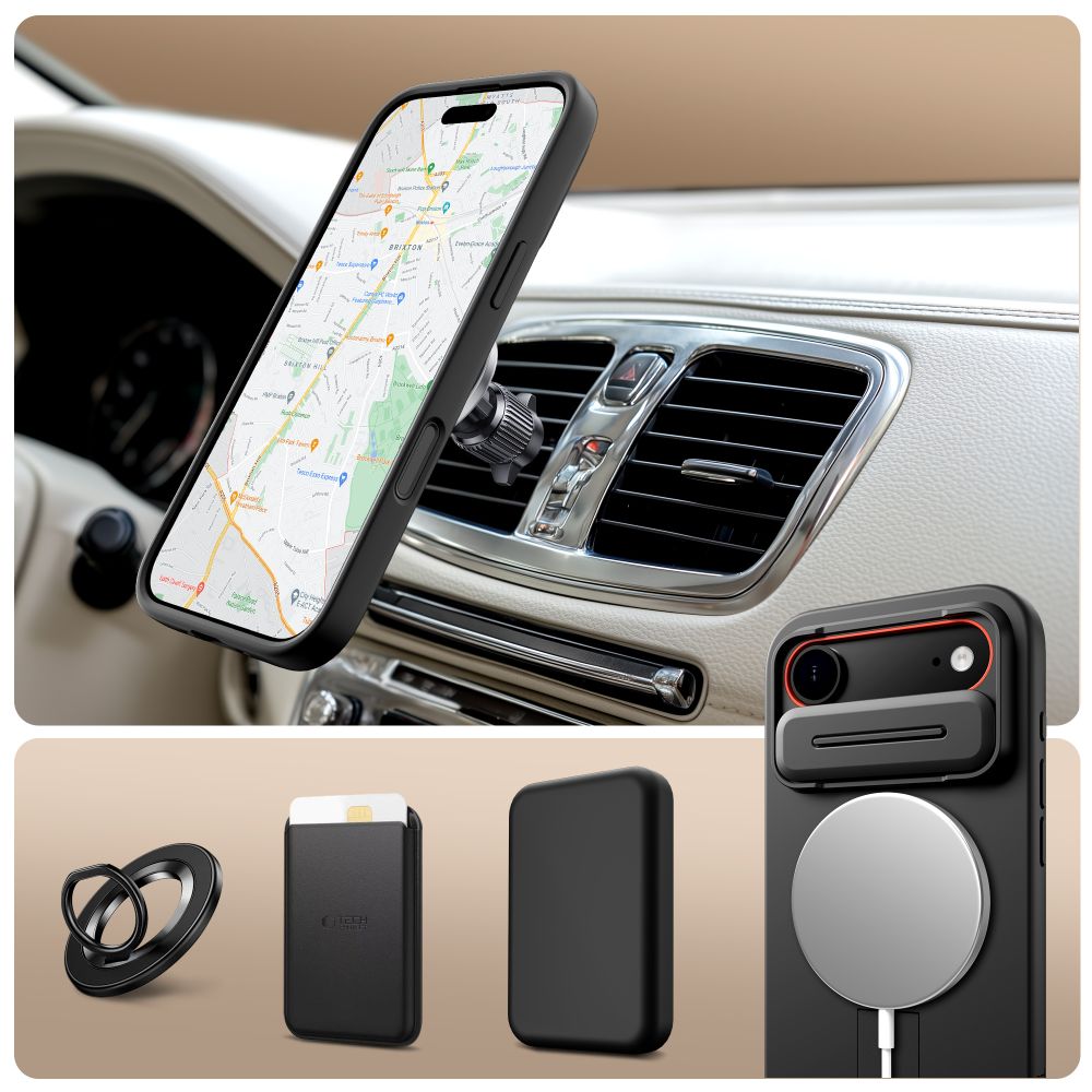 Tech-Protect Kevlar Aura MagSafe dėklas iPhone Air – juodas -- iPhone 17 Air