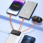 Dudao didelės talpos išorinė baterija su 4 integruotais laidais 20000mAh USB Type C + micro USB + Lightning + USB-A (input) - balta (Dudao K6Pro+)