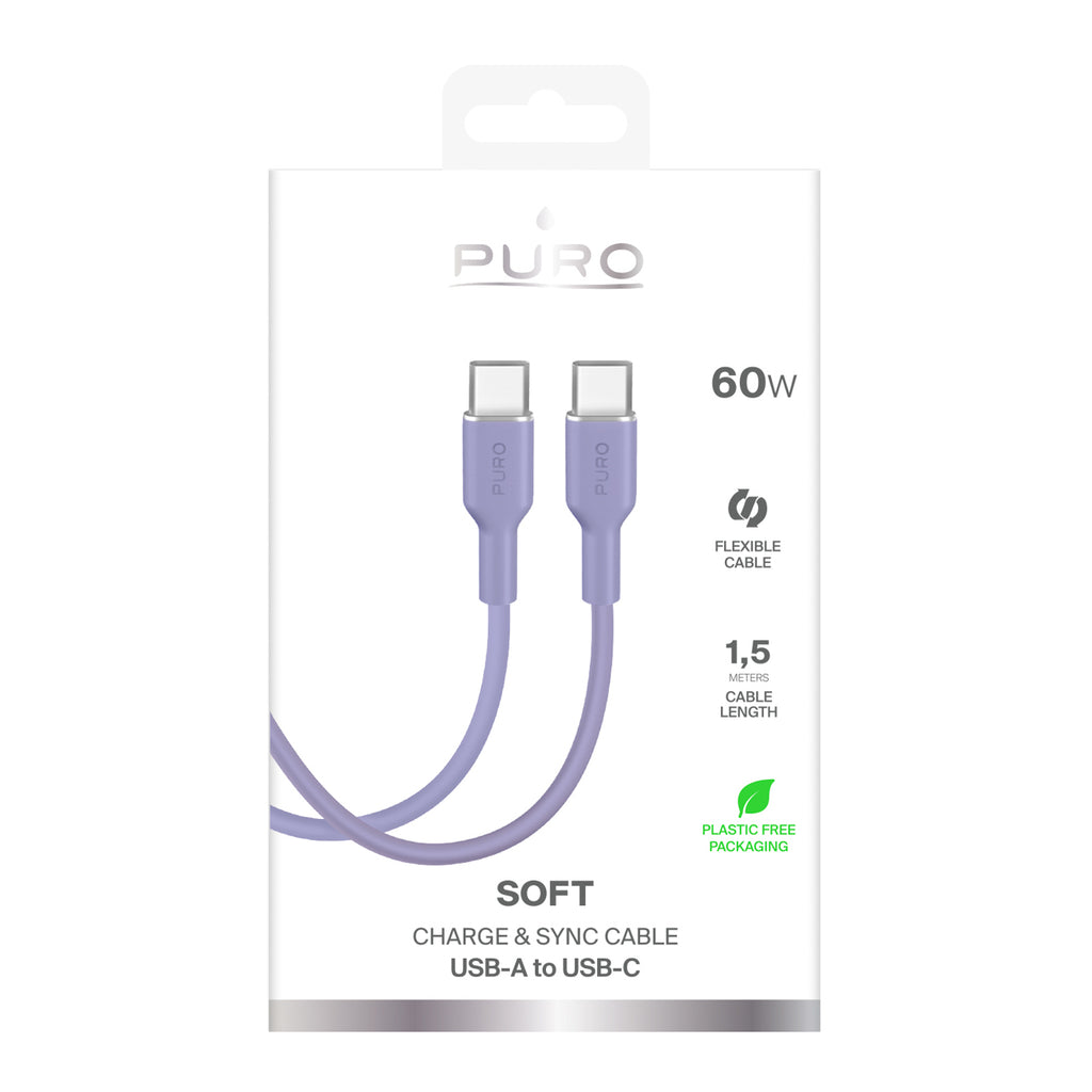 Puro ICON USB-C - USB-C Kabelis 1.5m - Violetinė