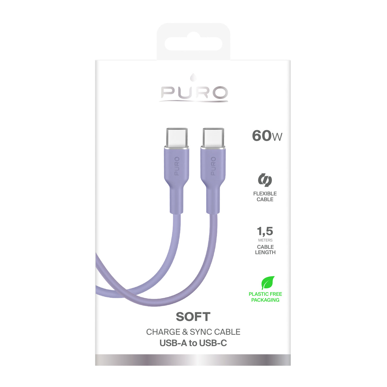 Puro ICON USB-C - USB-C Kabelis 1.5m - Violetinė