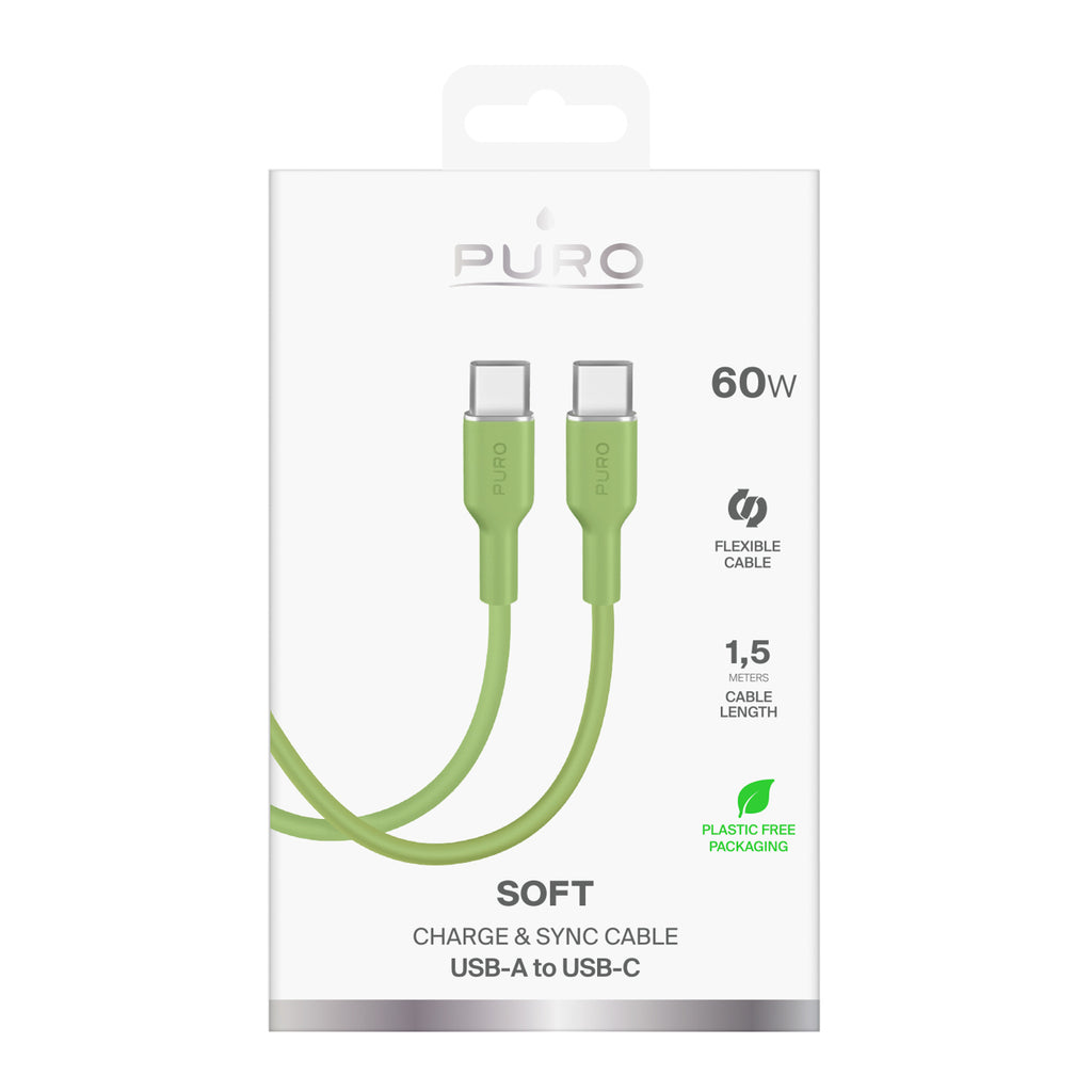 Puro ICON USB-C - USB-C kabelis 1.5m - žalias