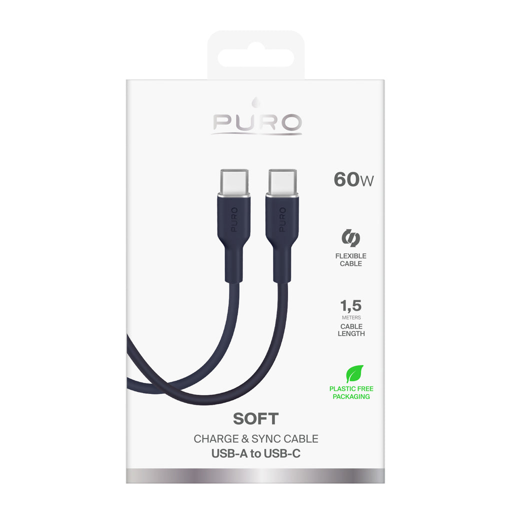 Puro ICON USB-C – USB-C Kabelis 1.5m – tamsiai mėlyna