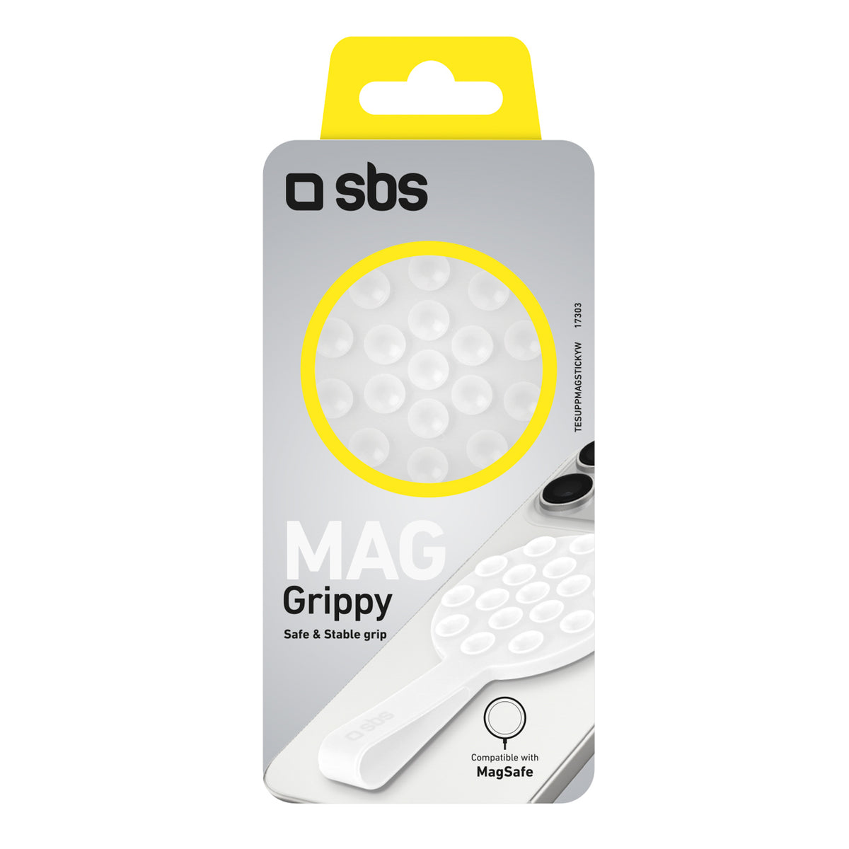 SBS MAG Grippy MagSafe Compatible Laikiklis su Suction Cup ir ausimi - White