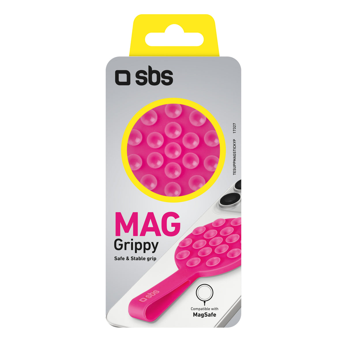 SBS MAG Grippy MagSafe Compatible Laikiklis su Suction Cup ir ausimi - rožinė