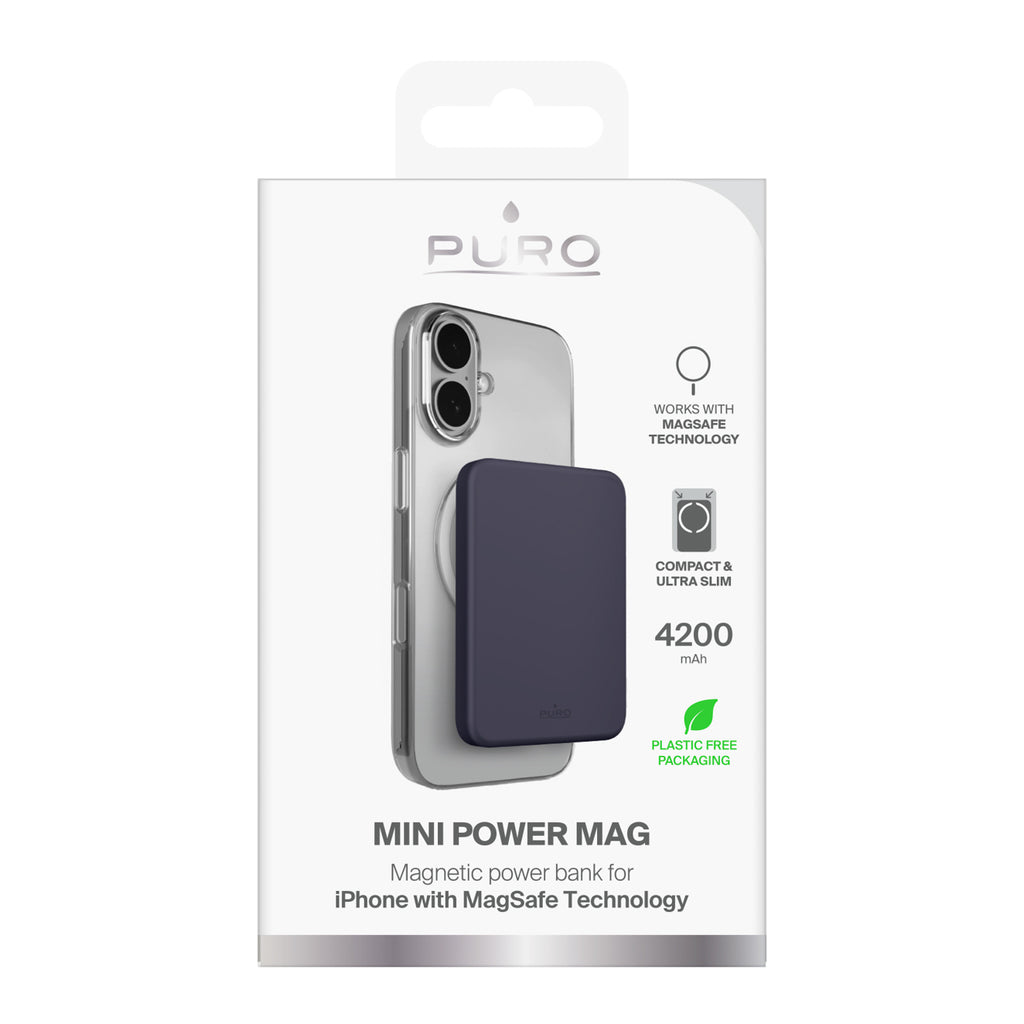 Puro 4200mAh itin plona MagSafe USB-C Compatible išorinė baterija - pilka
