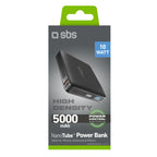 SBS HD 10W 5000mAh USB-C išorinė baterija su LCD ekranu - juoda