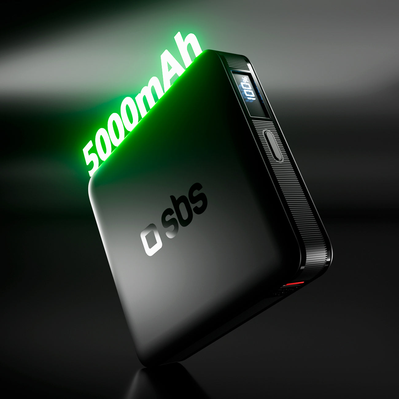 SBS HD 10W 5000mAh USB-C išorinė baterija su LCD ekranu - juoda