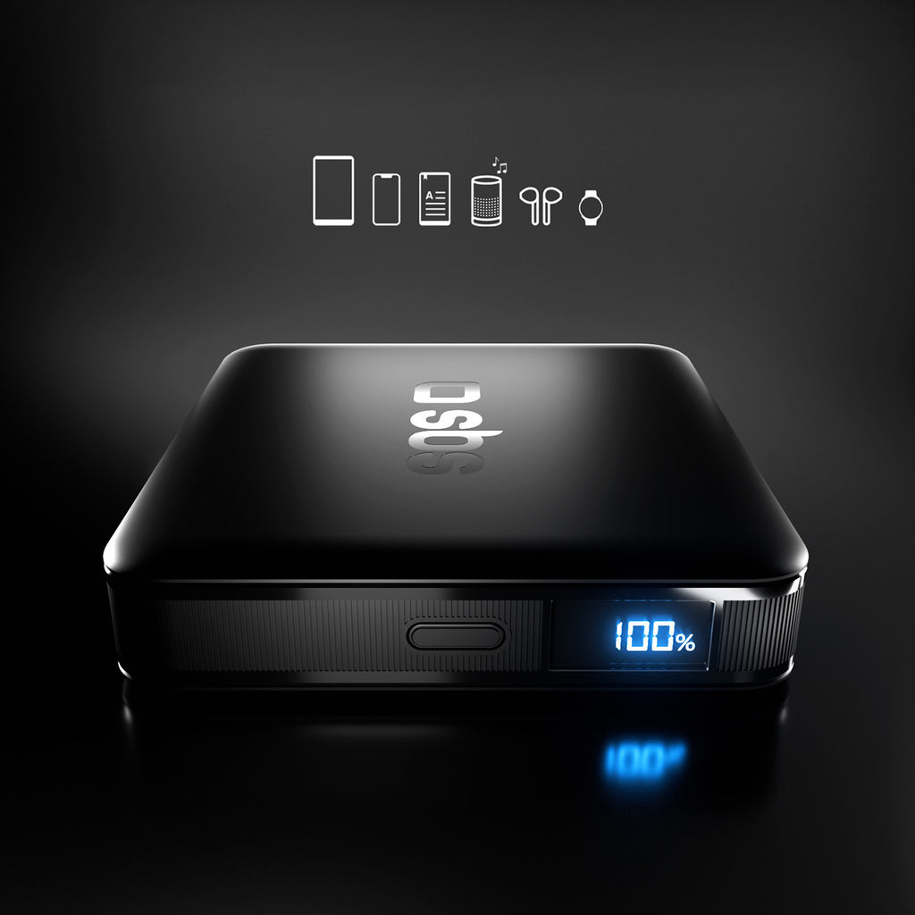 SBS HD 10W 5000mAh USB-C išorinė baterija su LCD ekranu - juoda