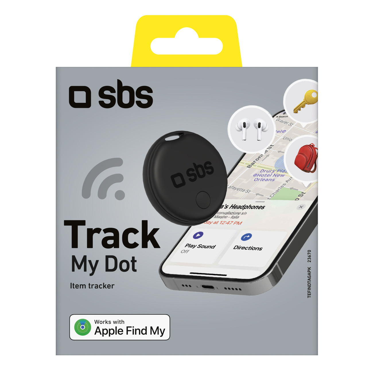 SBS Track My Circle Lokatorius Suderinamas su Apple Find My - Juodas -- Other phone accessories