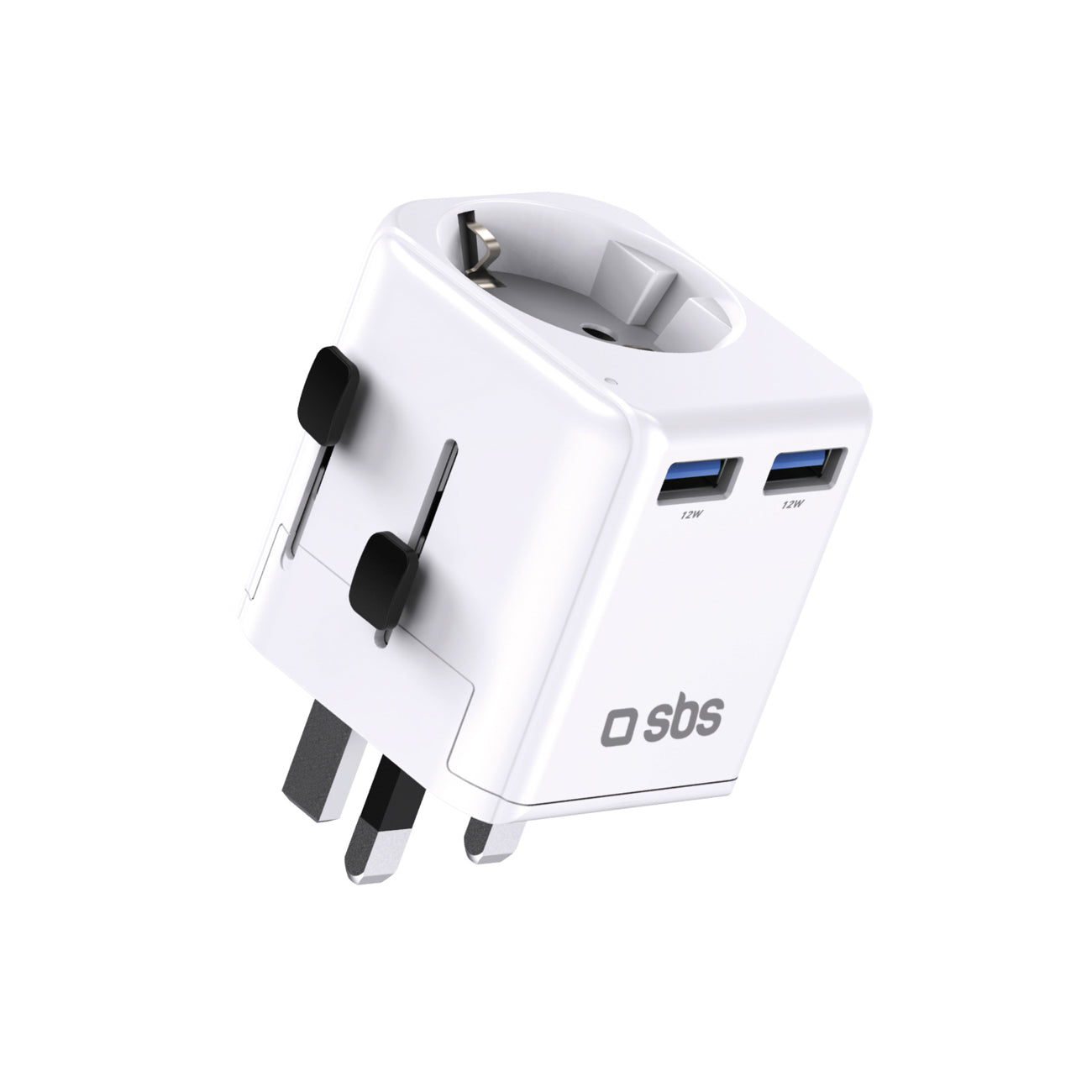 SBS Universalus kelioninis adapteris EU 2xUSB-A - baltas