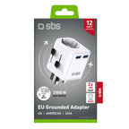SBS Universalus kelioninis adapteris EU 2xUSB-A - baltas