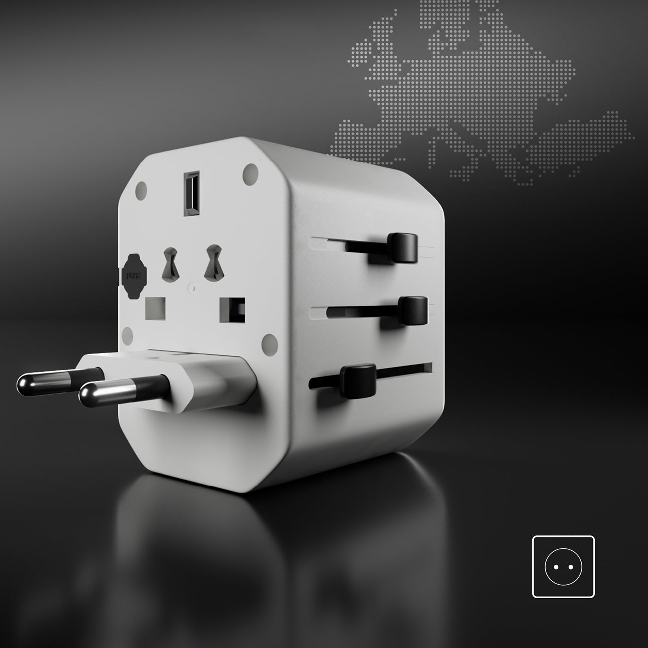 SBS Kelioninis adapteris TEADAPTUSBTCUNI USB-C USB-A universalus - baltas