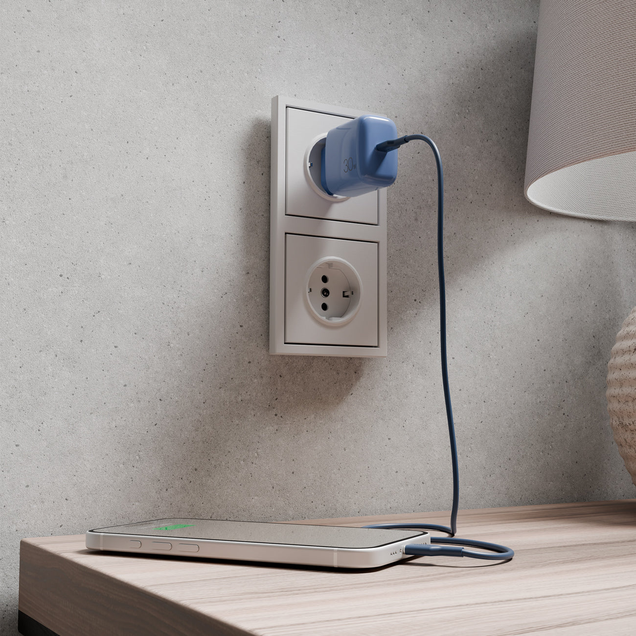 Puro Pro Lite 30W USB-C sieninis įkroviklis - mėlynas