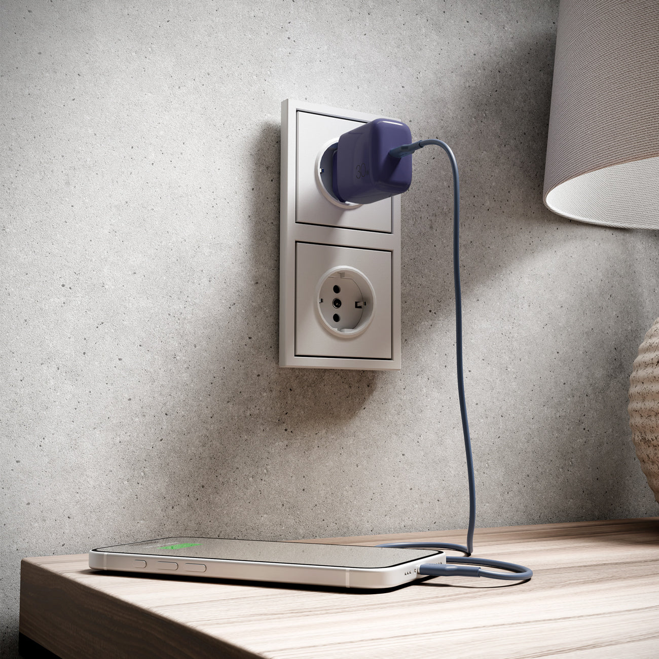 Puro Pro Lite 30W USB-C sieninis įkroviklis - pilkas