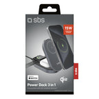 SBS sulankstoma belaidė įkrovimo stotelė 3-in-1 QI2 MFI - Made for iPhone - juodas