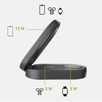 SBS sulankstoma belaidė įkrovimo stotelė 3-in-1 QI2 MFI - Made for iPhone - juodas