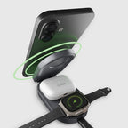 SBS sulankstoma belaidė įkrovimo stotelė 3-in-1 QI2 MFI - Made for iPhone - juodas