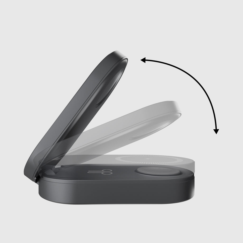 SBS sulankstoma belaidė įkrovimo stotelė 3-in-1 QI2 MFI - Made for iPhone - juodas