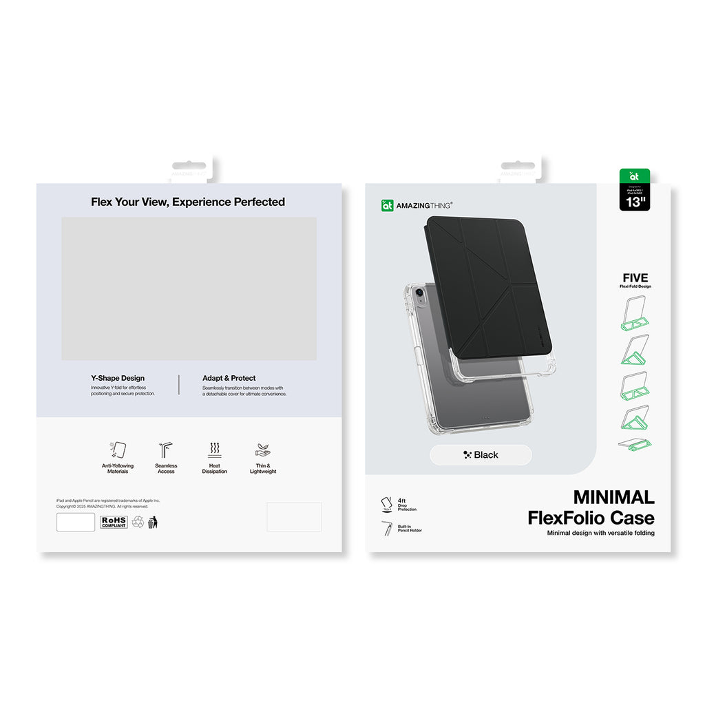 „AmazingThing Minimal“ dėklas, skirtas iPad Air 13" M3/M4 (2025/2026) - juodas