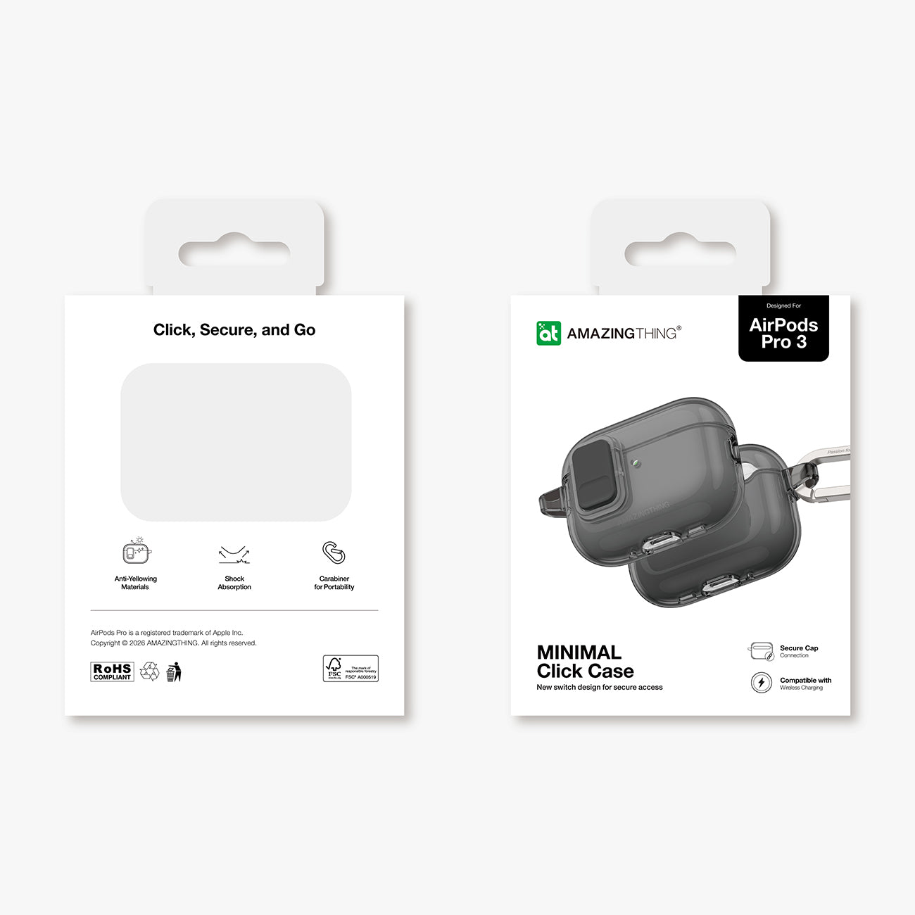 „AmazingThing“ minimalus dėklas, skirtas AirPods Pro 3 - Black