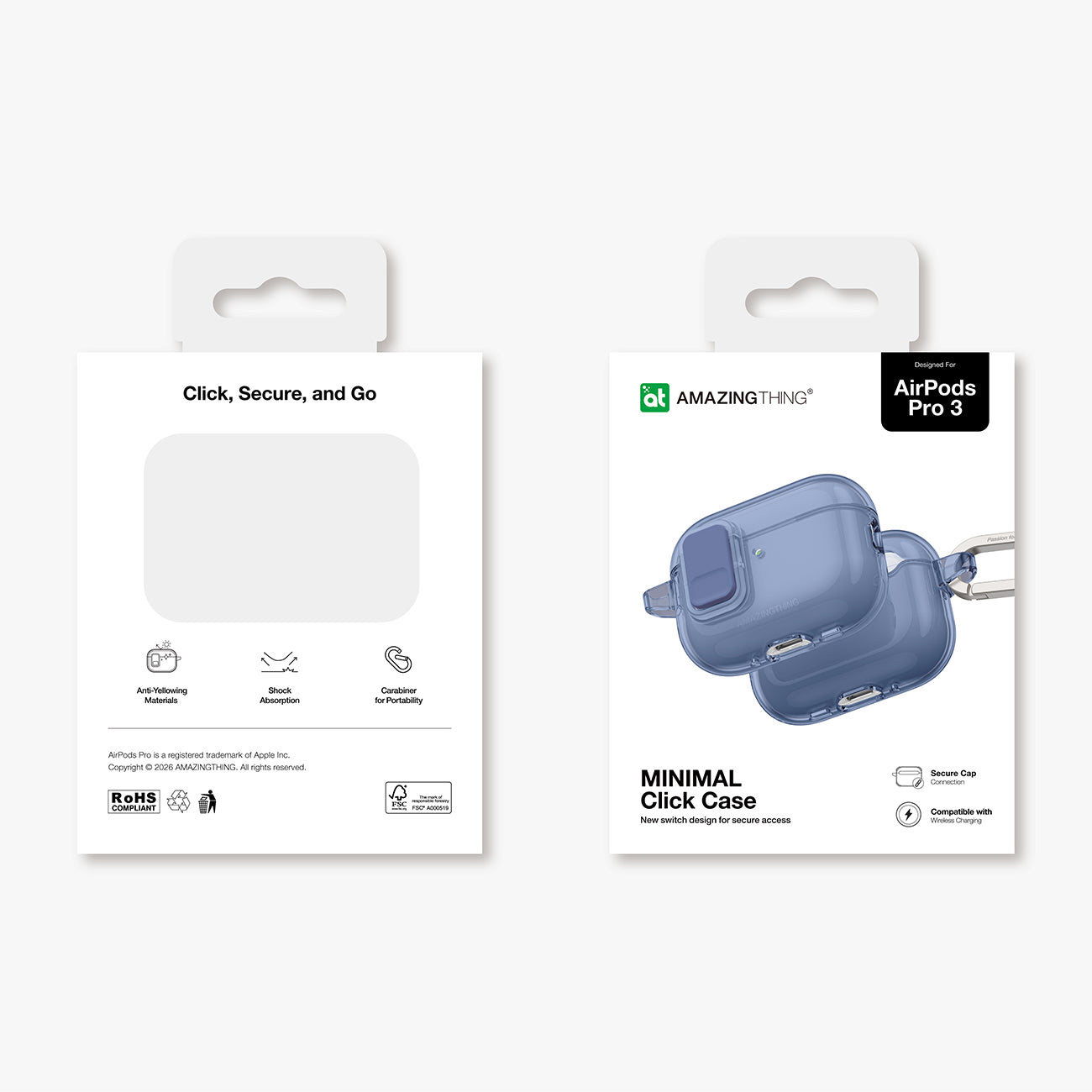 „AmazingThing“ minimalus dėklas, skirtas AirPods Pro 3 - Blue