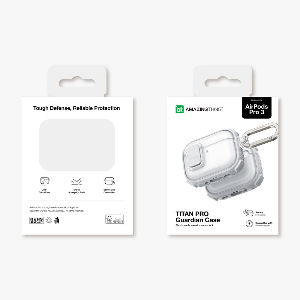 Skaidrus „AmazingThing Titan Pro Mag Case“, skirtas AirPods Pro 3 - White