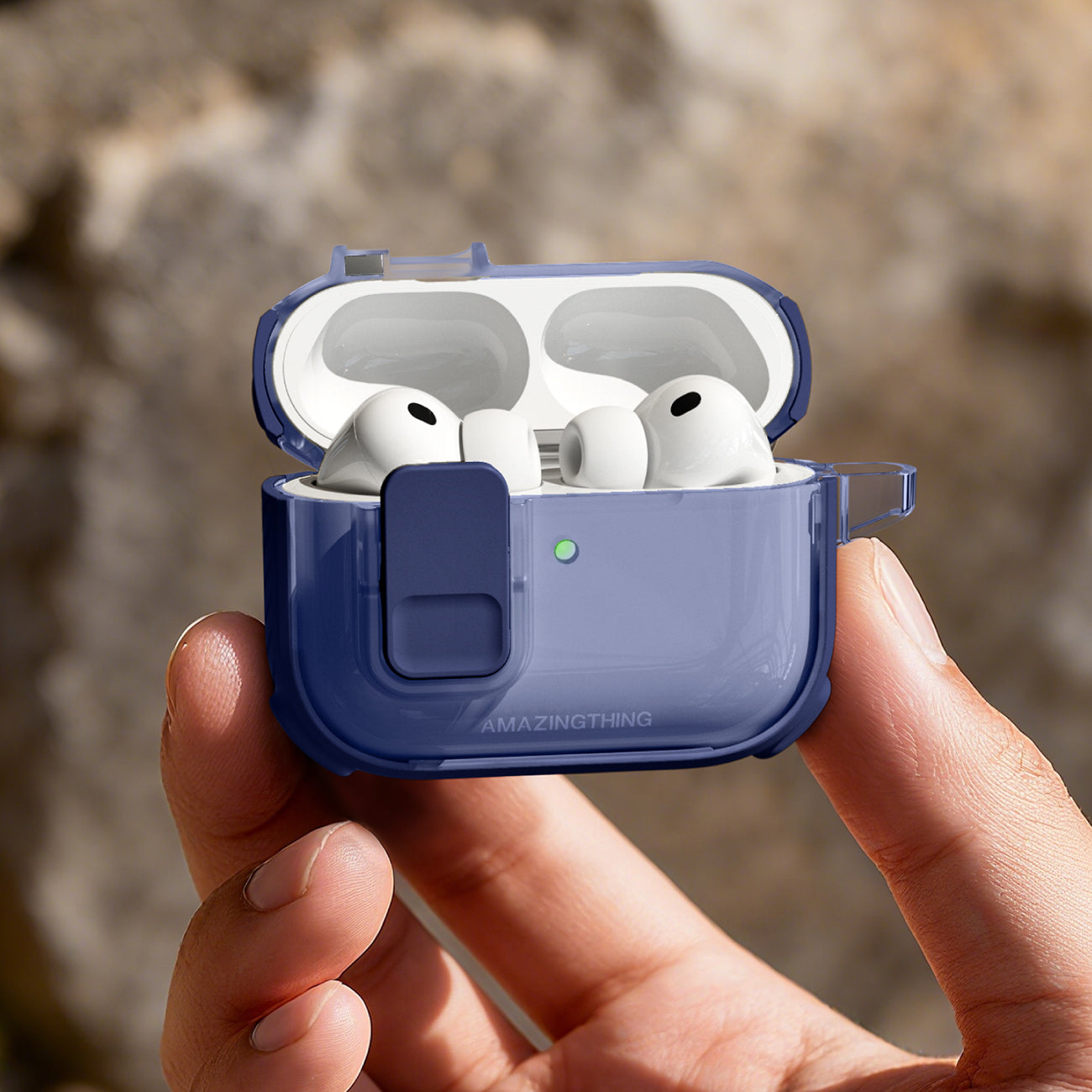 Skaidrus „AmazingThing Titan Pro Mag Case“, skirtas AirPods Pro 3 - Blue