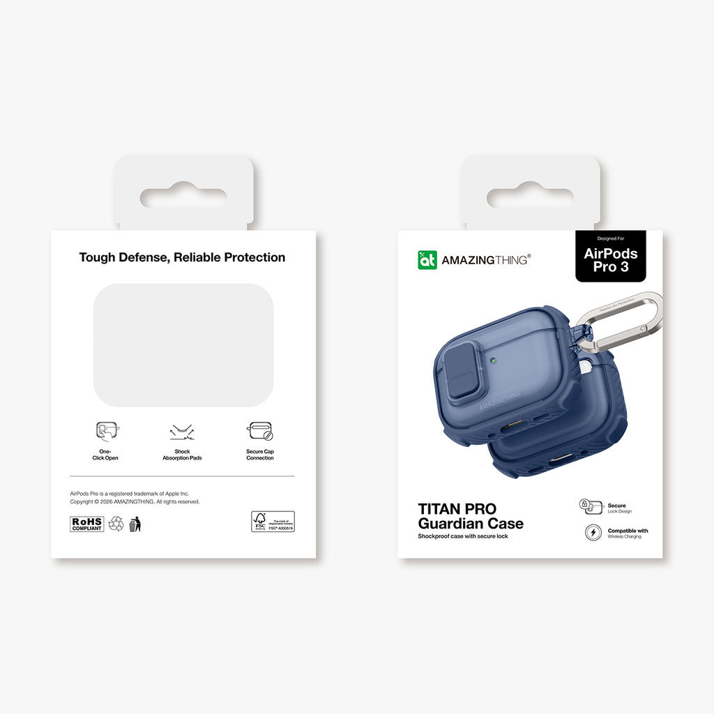 Skaidrus „AmazingThing Titan Pro Mag Case“, skirtas AirPods Pro 3 - Blue