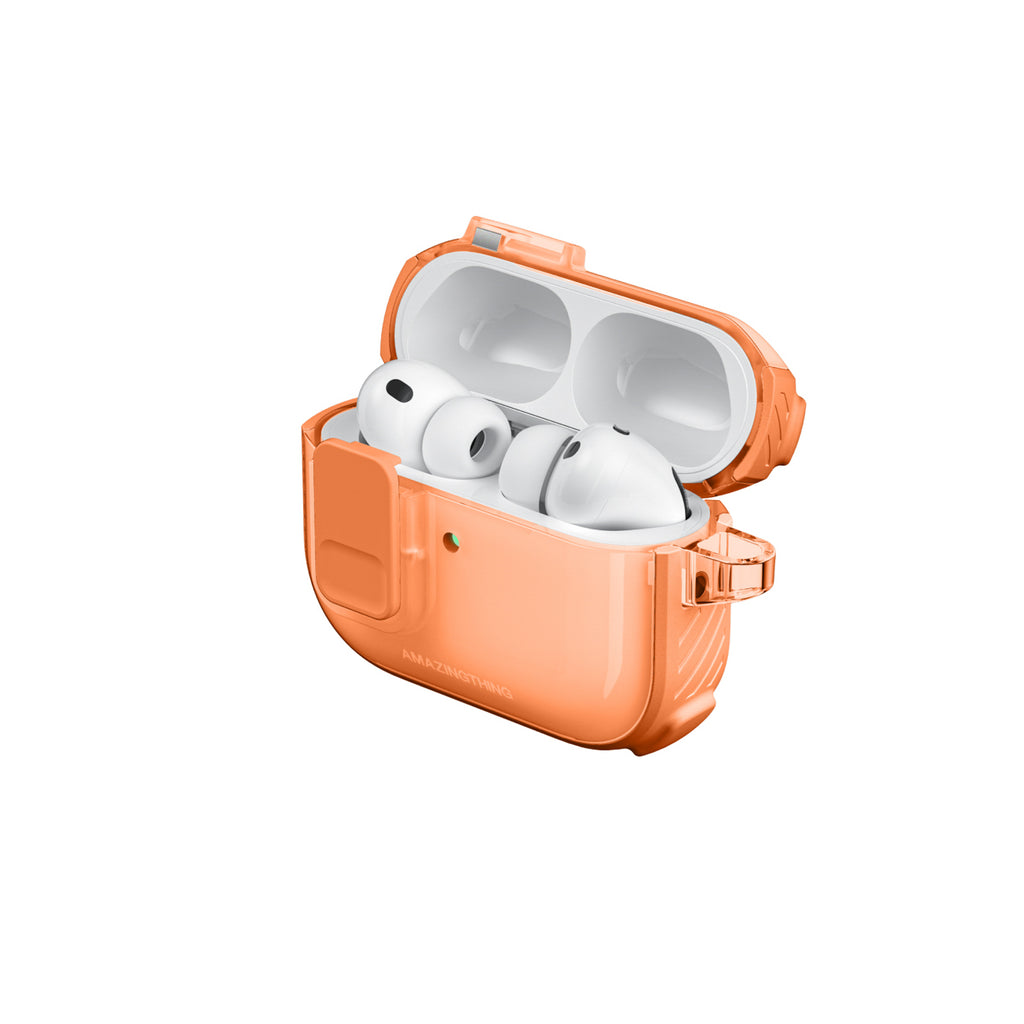 Skaidrus „AmazingThing Titan Pro Mag Case“, skirtas AirPods Pro 3 - Orange