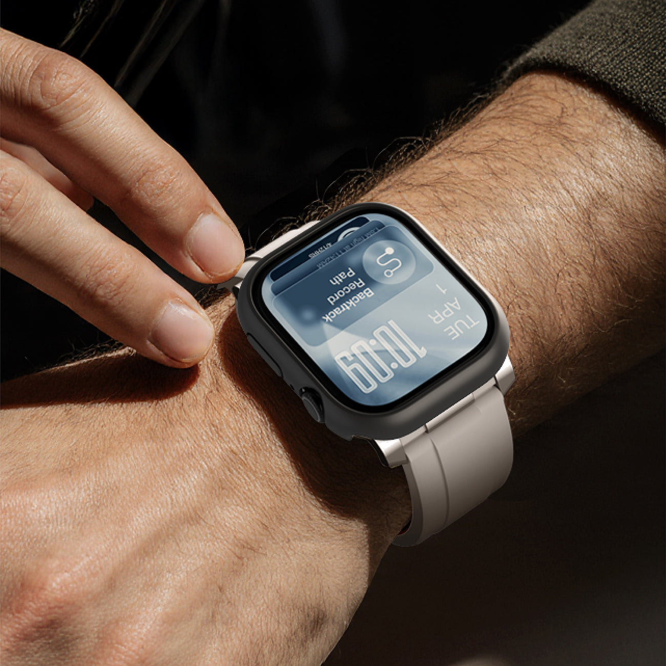 „AmazingThing“ minimalus apsauginis dėklas, skirtas Apple Watch Series 11 46mm – juodas -- Apple Watch 11 (46 mm)