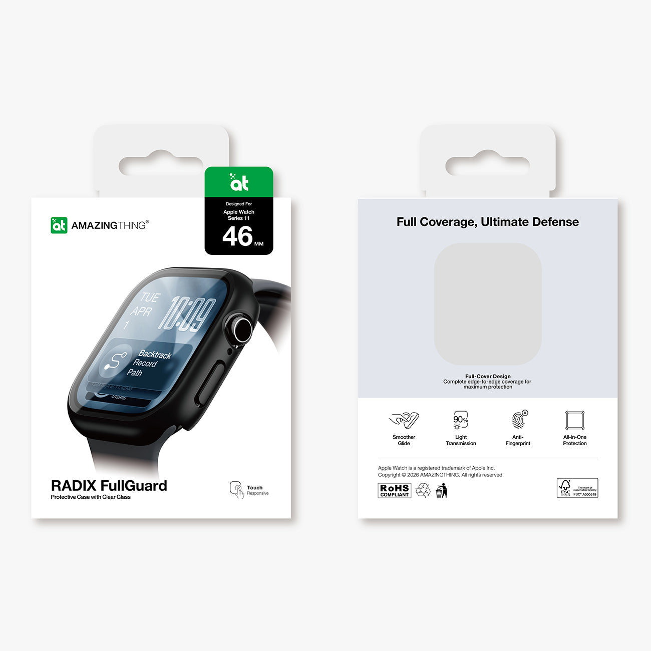 AmazingThing Radix FullGuard stiklas Apple Watch 11 46 mm – juodas