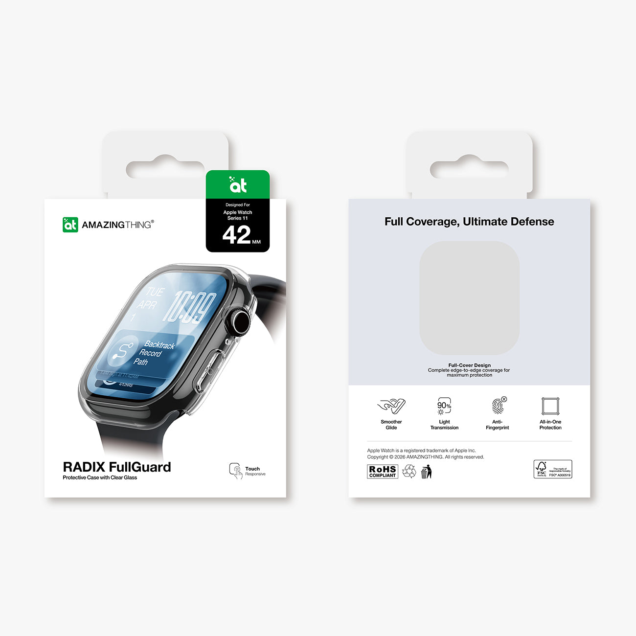 AmazingThing Radix stiklas su dėklu Apple Watch 11 42 mm -- Apple Watch 11 (42 mm)