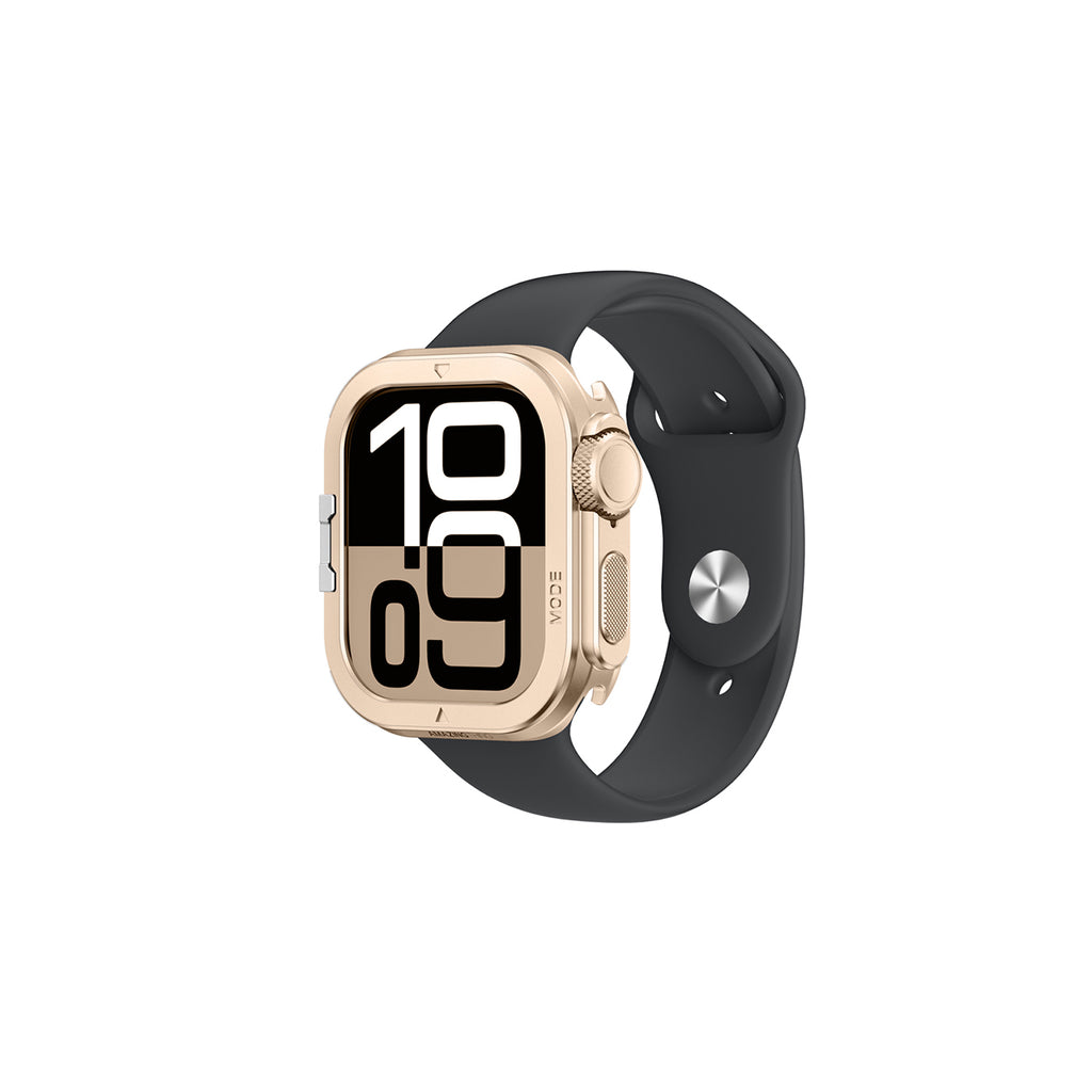 AmazingThing Titan Pro metalinis dėklas Apple Watch 11 46mm, aliuminis - auksinis -- Apple Watch 11