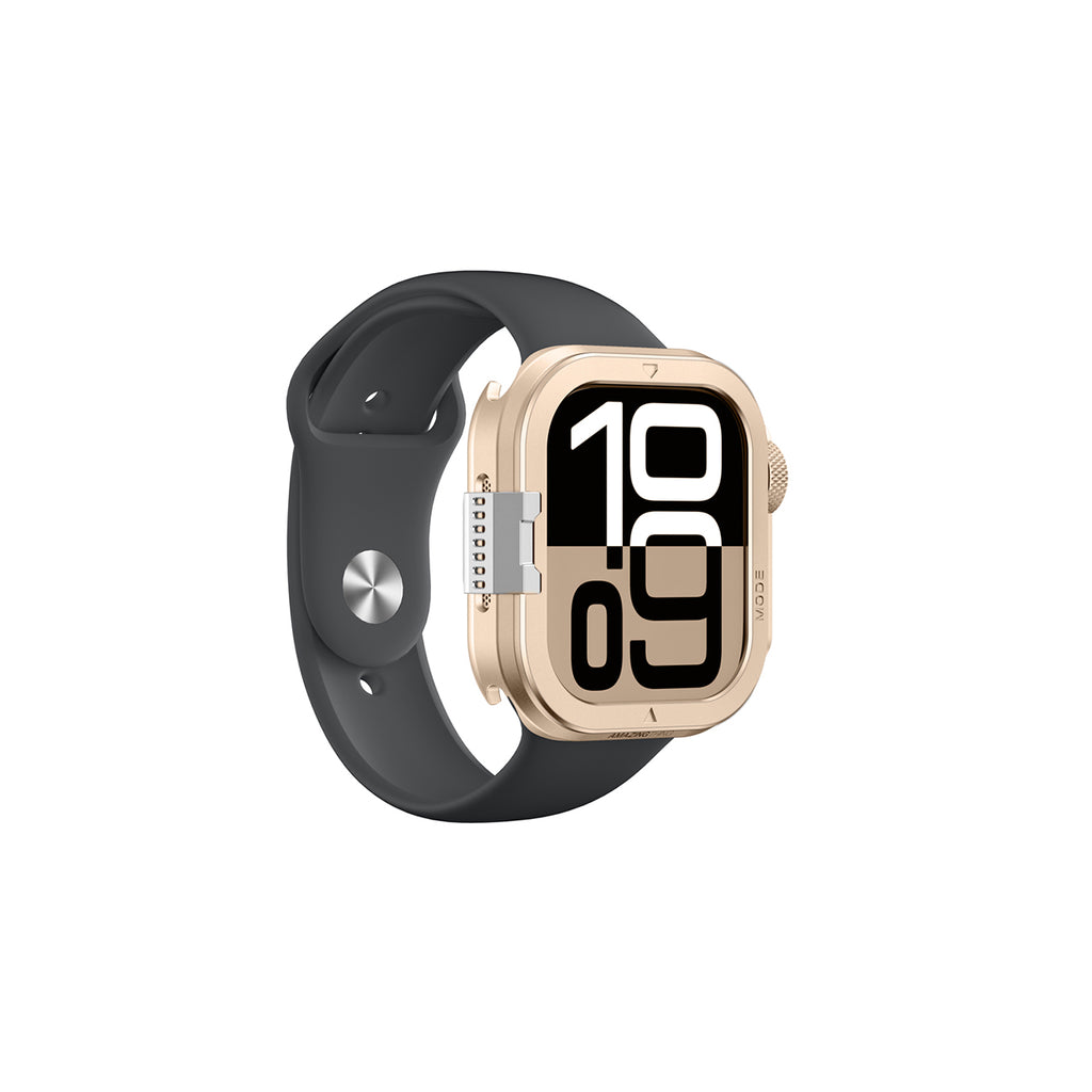 AmazingThing Titan Pro metalinis dėklas Apple Watch 11 46mm, aliuminis - auksinis -- Apple Watch 11