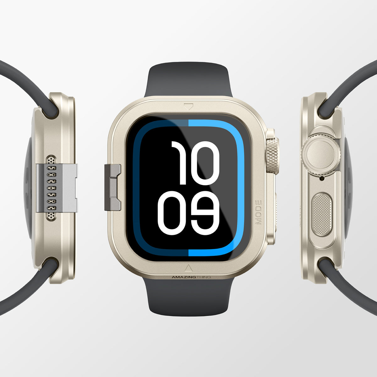 AmazingThing Titan Pro metalinis dėklas Apple Watch 11 46mm, aliuminis - titano spalvos -- Apple Watch 11