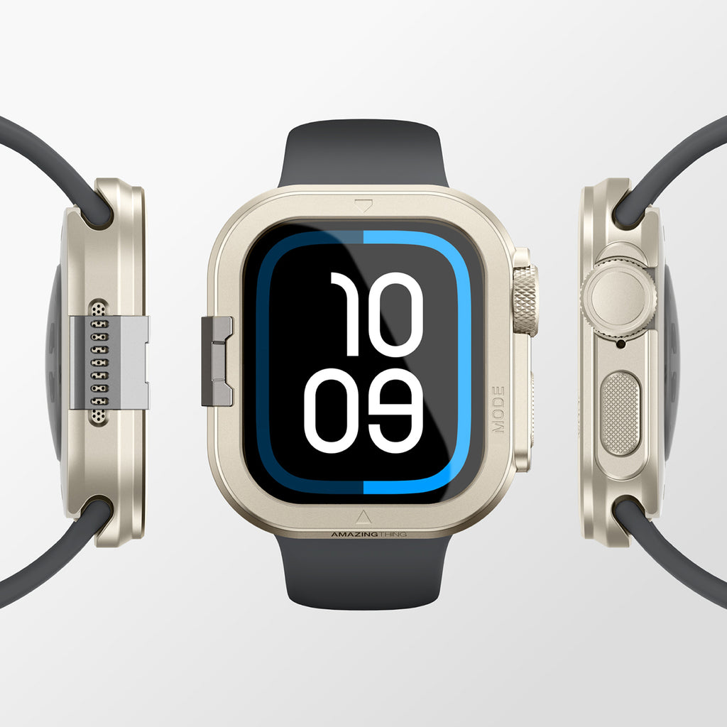 AmazingThing Titan Pro metalinis dėklas Apple Watch 11 46mm, aliuminis - titano spalvos -- Apple Watch 11