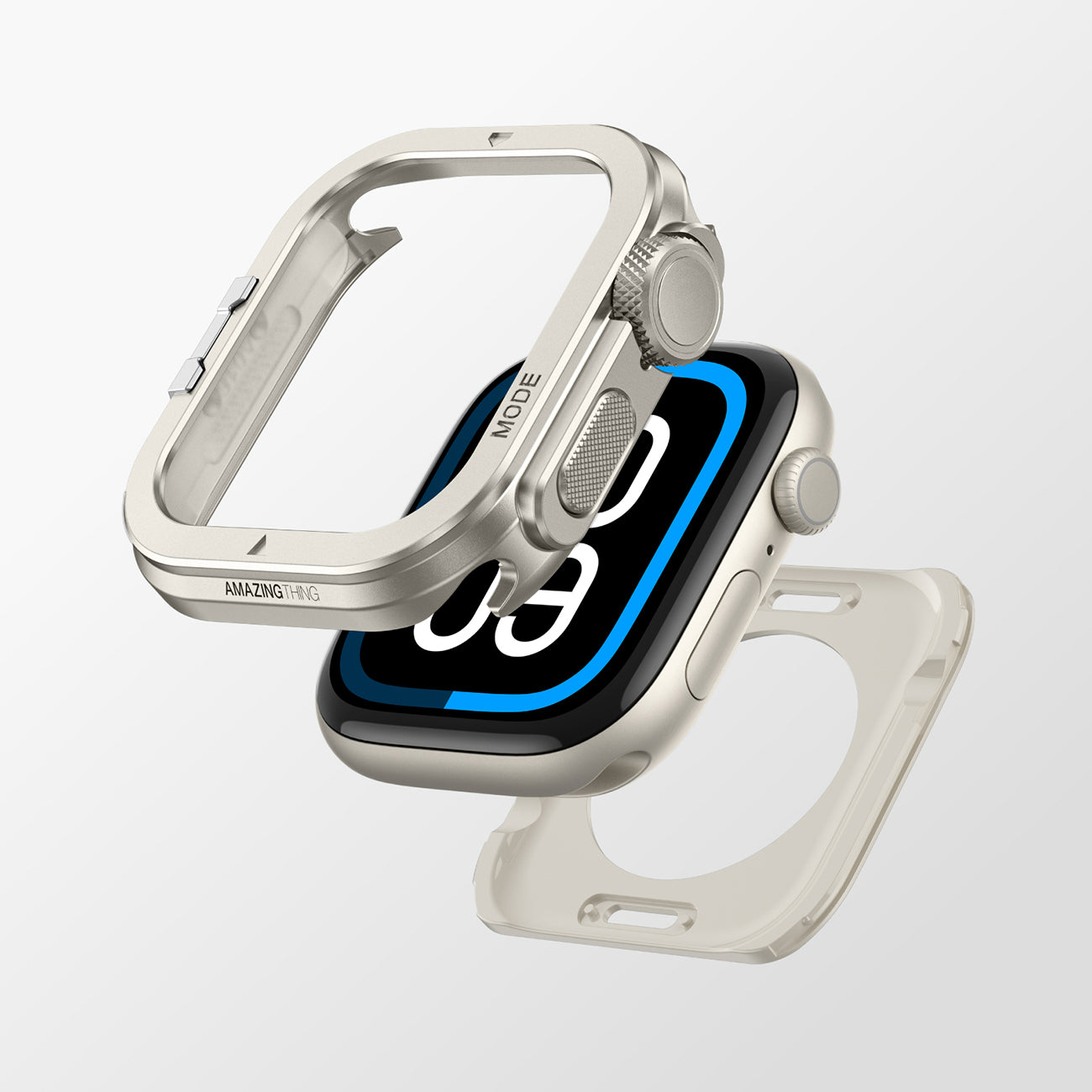 AmazingThing Titan Pro metalinis dėklas Apple Watch 11 46mm, aliuminis - titano spalvos -- Apple Watch 11