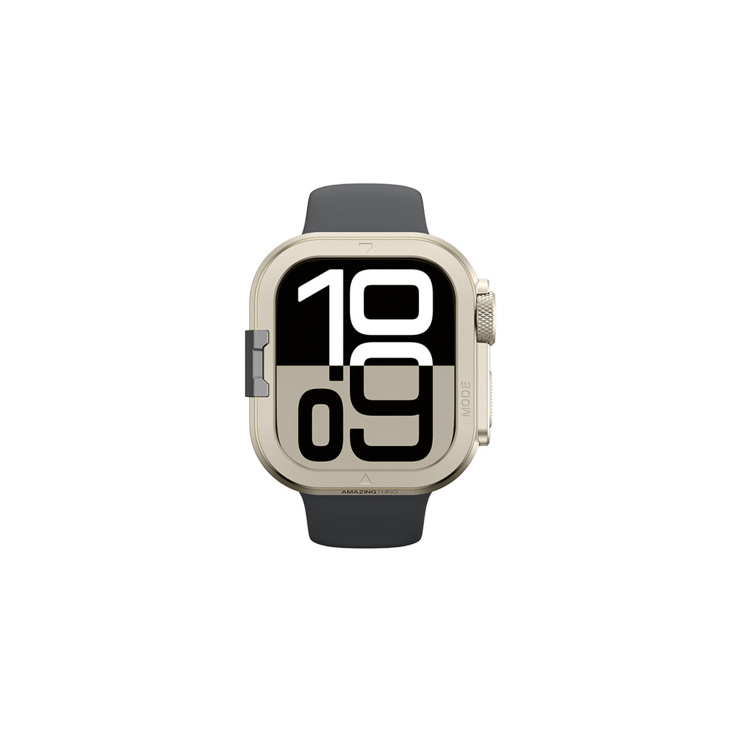 AmazingThing Titan Pro metalinis dėklas Apple Watch 11 46mm, aliuminis - titano spalvos -- Apple Watch 11