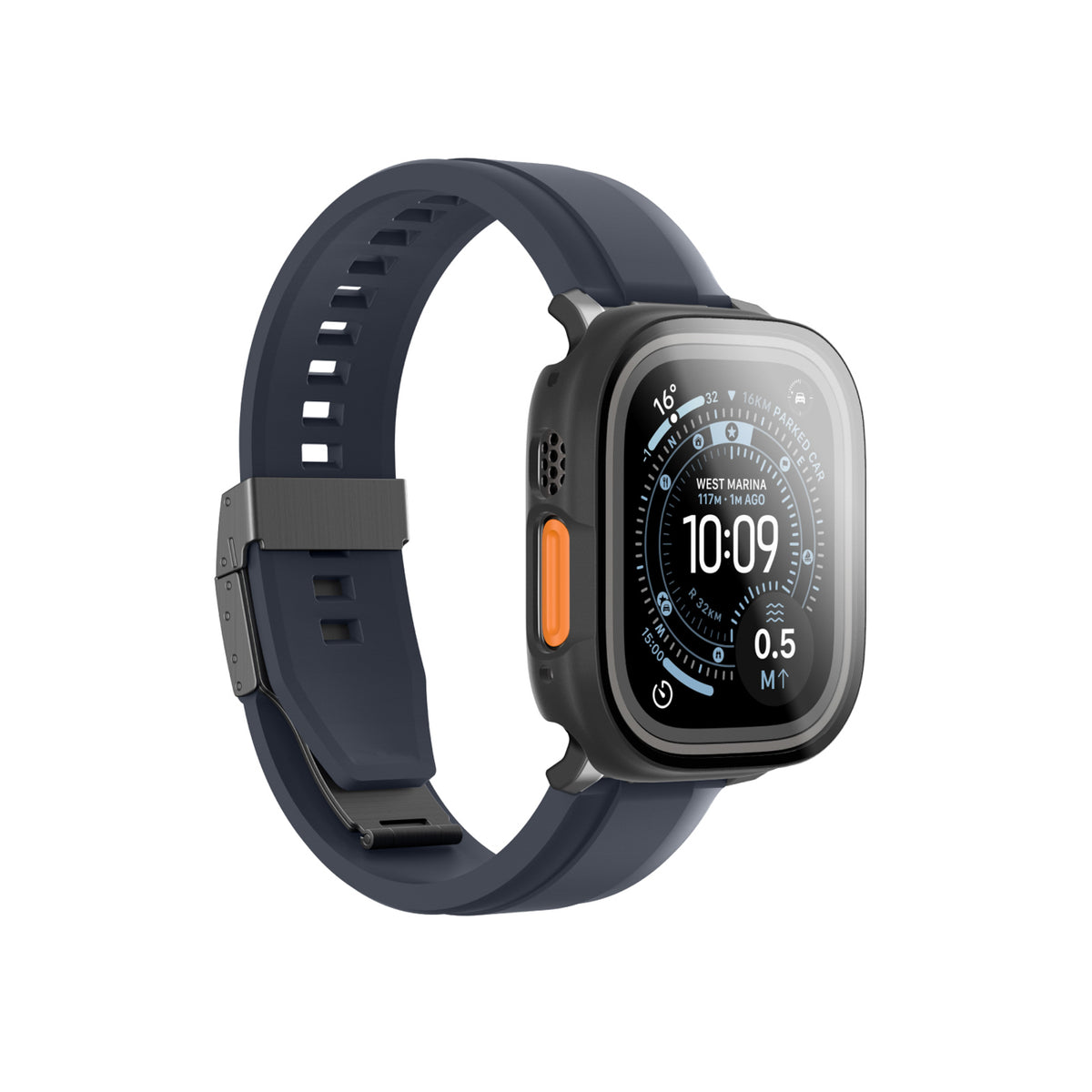 AmazingThing Radix FullGuard stiklas su dėklu Apple Watch Ultra 3 49 mm – juodas