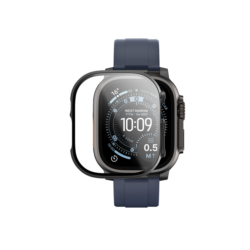 AmazingThing Radix FullGuard stiklas su dėklu Apple Watch Ultra 3 49 mm – juodas